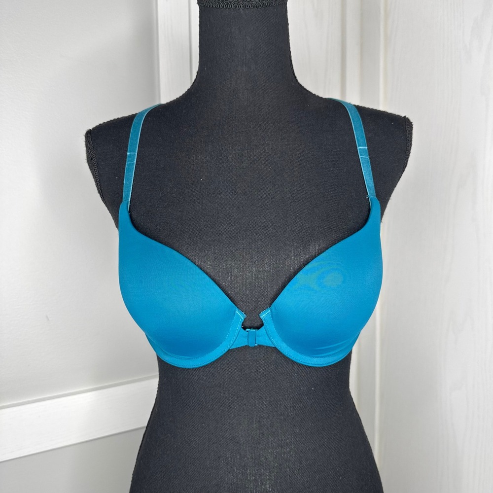 Victoria's Secret Bra Women 32C Teal Perfect Shape Racerback Front Close 2692